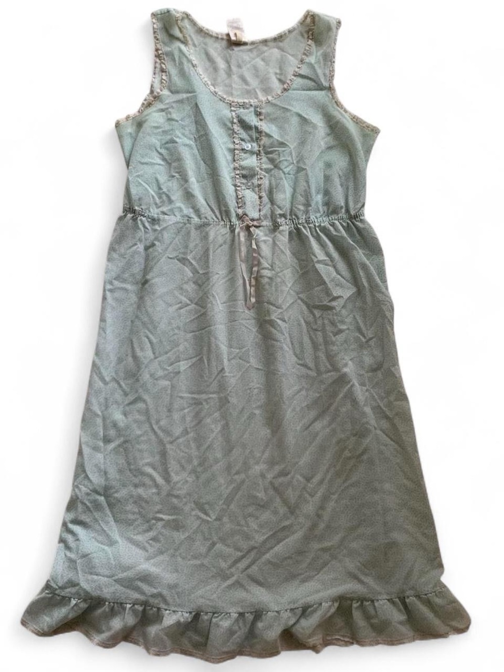 Vintage St Michael Light Blue Floral Frilly Lacy Long Nightgown Dress Size 14